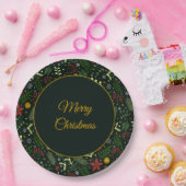 Festive Botanical Merry Christmas Plate  ペーパープレート (パーティー)