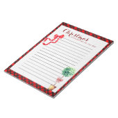 Festive Botanical Rustic Christmas Plaid Red Bow ノートパッド (アングル)