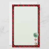 Festive Botanical Rustic Christmas Red Green Plaid 便箋 (裏面)