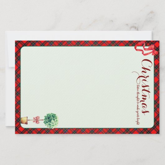 Festive Botanical Rustic Christmas Red Green Plaid 便箋 (正面)