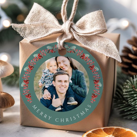 Festive Botanical Wreath Photo Christmas フェイバータグ