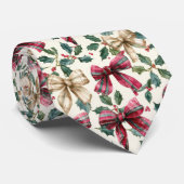 Festive Bow and Holly Christmas Pattern  ネクタイ (ロール)