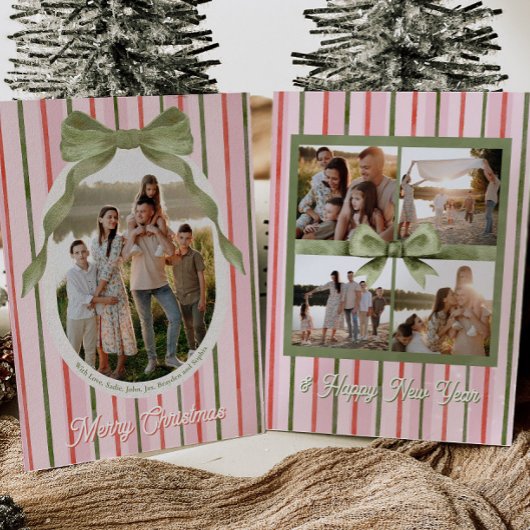 Festive Bow Photo Christmas Cards シーズンカード