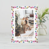 Festive Bright Colorful Christmas Lights Photo シーズンカード (スタンド正面)