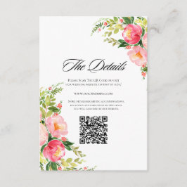 Festive Bright Pink Orange Flowers Wedding エンクロージャーカード