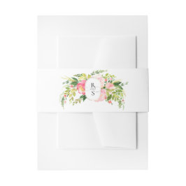 Festive Bright Pink Orange Flowers Wedding 招待状ベリーバンド