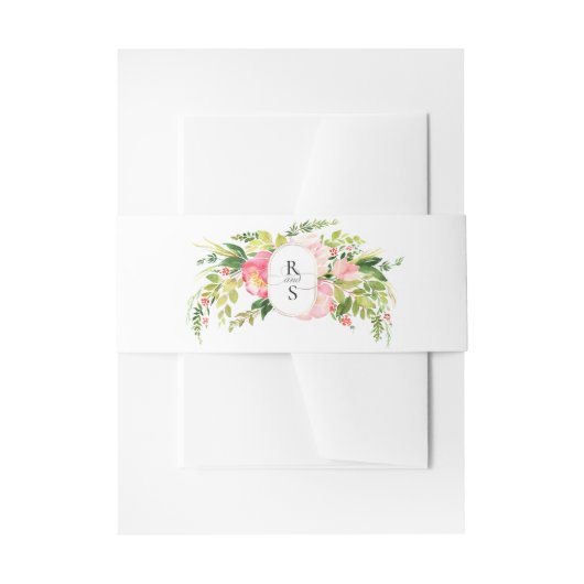 Festive Bright Pink Orange Flowers Wedding 招待状ベリーバンド (正面例)