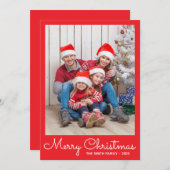Festive Bright Red Photo シーズンカード (正面/裏面)