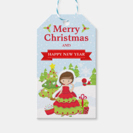 Festive Brunette Haired Christmas Princess ギフトタグ