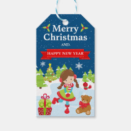 Festive Brunette Haired Haired Christmas Princess ギフトタグ