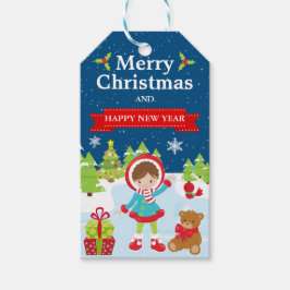 Festive Brunette Haired Haired Christmas Princess ギフトタグ