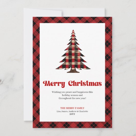 Festive Buffalo Check Christmas Greeting Design シーズンカード (正面)