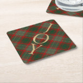 Festive Buffalo Plaid 3 Photos collage Christmas ペーパーコースター (アングル)