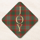 Festive Buffalo Plaid 3 Photos collage Christmas ペーパーコースター (正面)
