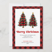 Festive Buffalo Plaid Christmas Tree Greeting シーズンカード (正面)