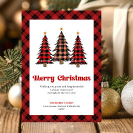 Festive Buffalo Plaid Trees Holiday Greeting Card シーズンカード