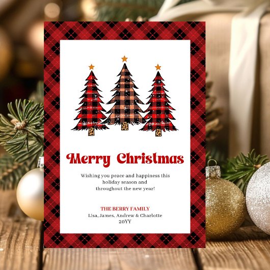 Festive Buffalo Plaid Trees Holiday Greeting Card シーズンカード
