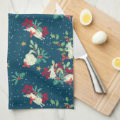 Festive Bunnies Play As Snow Falls キッチンタオル (四つ折り)