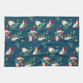 Festive Bunnies Play As Snow Falls キッチンタオル (横)