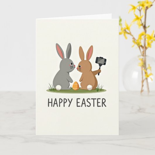 Festive Bunny Celebration Card カード (黄色い花)