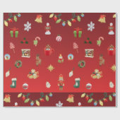Festive Burgundy Christmas Wrapping Paper ラッピングペーパー (フラット)