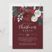 Festive Burgundy Foliage Christmas Party   招待状 (正面)