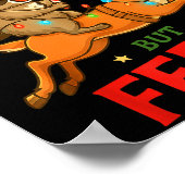 Festive But Feral Funny Christmas Raccoon Riding R ポスター (角)