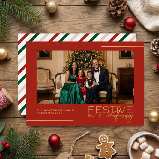 Festive But Still Fancy Photo Foil Christmas Card 箔招待状