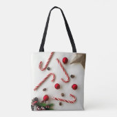 Festive Candy Cane Christmas Tote Bag  トートバッグ (裏面)