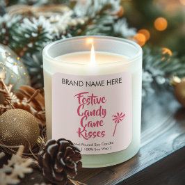 Festive Candy Cane Kisses | Modern Candle Labels スクエアシール