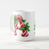 Festive Candy Cane Letter コーヒーマグカップ (正面左)