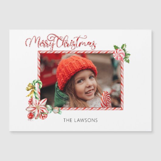 Festive Candy Cane Merry Christmas One Photo (正面)