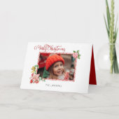 Festive Candy Cane Merry Christmas One Photo シーズンカード (正面)