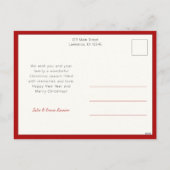 Festive Candy Cane Merry Christmas One Photo シーズンポストカード (裏面)