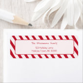 Festive Candy Cane Stripe Christmas Return Address ラベル (インサイチュ)
