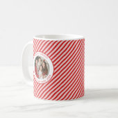 Festive Candy Cane Striped Christmas Red Photo コーヒーマグカップ (正面左)