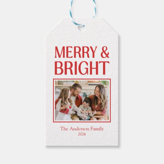 Festive Candy Cane Striped Christmas Red White ギフトタグ (正面)