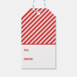 Festive Candy Cane Striped Christmas Red White ギフトタグ