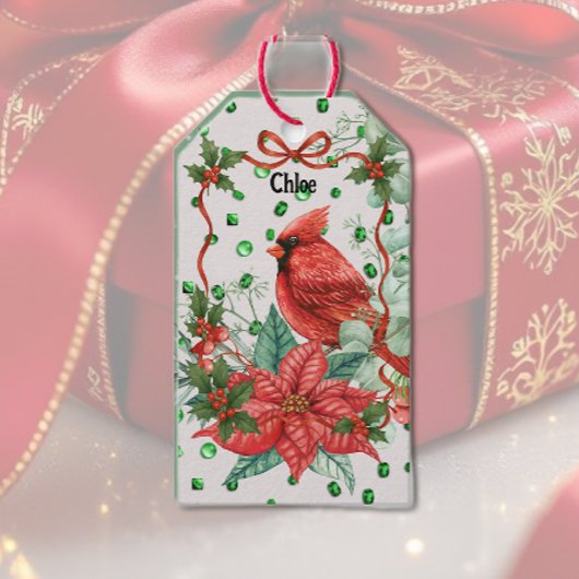 Festive Cardinal Bird Gift Tags ギフトタグ