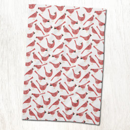 Festive Cardinal Bird Watercolor キッチンタオル