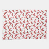 Festive Cardinal Bird Watercolor キッチンタオル (横)