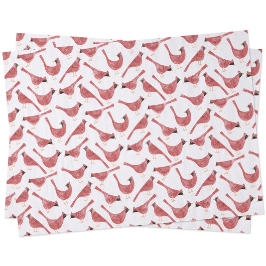 Festive Cardinal Bird Watercolor 薄葉紙