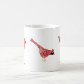 Festive Cardinal Bird Watercolor Personalized Name コーヒーマグカップ (中央)
