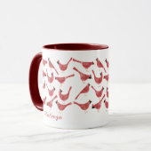 Festive Cardinal Bird Watercolor Personalized Name マグカップ (正面左)