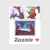 Festive Cardinal Scenes Sticker Pack シール (シート)