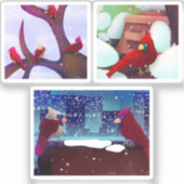 Festive Cardinal Scenes Sticker Pack シール (正面)