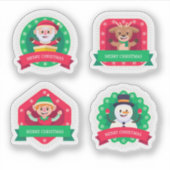 Festive cartoon christmas sticker collection  シール (正面)