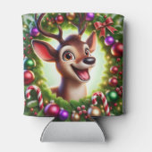 Festive Cartoon Reindeer with Christmas Decoration 缶クーラー (裏面)
