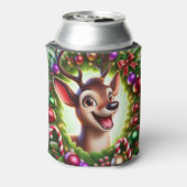 Festive Cartoon Reindeer with Christmas Decoration 缶クーラー (缶裏面)