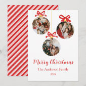Festive Casual Merry Christmas Ornament Photo Red  シーズンカード (正面/裏面)